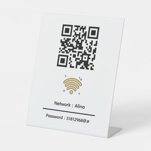Benutzerdefinierter Wifi-QR-Code | Netzwerkkennwor Sockelschild (Vorderseite)