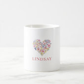 Benutzerdefinierter Wildblumen-Herz-Namen-Becher Kaffeetasse (Mittel)