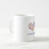 Benutzerdefinierter Wildblumen-Herz-Namen-Becher Kaffeetasse (Vorderseite Links)