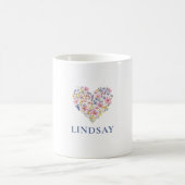 Benutzerdefinierter Wildblumen-Herz-Namen-Becher Kaffeetasse (Mittel)