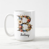 Benutzerdefinierter Wildblumen-Monogramm-Becher mi Kaffeetasse (Links)