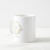Benutzerdefinierter Wildblumenkranz Monogramm Name Kaffeetasse (Vorderseite Links)