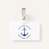 Benutzerdefinierter Willkommensanker an Bord blau Ausweis (Rückseite mit Klammer)