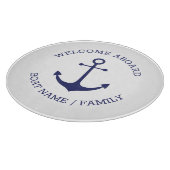 Benutzerdefinierter Willkommensanker an Bord blau Schneidebrett (Ecke)