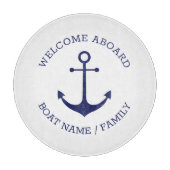 Benutzerdefinierter Willkommensanker an Bord blau Schneidebrett (Vorderseite)