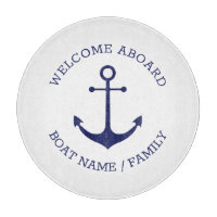 Benutzerdefinierter Willkommensanker an Bord blau