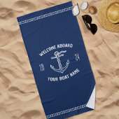 Benutzerdefinierter Willkommensname an Bord Name N Strandtuch