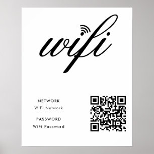 Benutzerdefinierter WLAN-Netzwerk-QR-Code auf weiß Poster