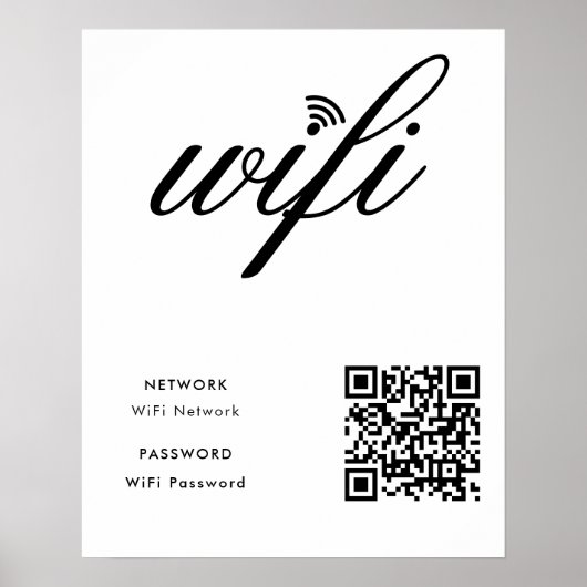 Benutzerdefinierter WLAN-Netzwerk-QR-Code auf weiß Poster (Vorne)