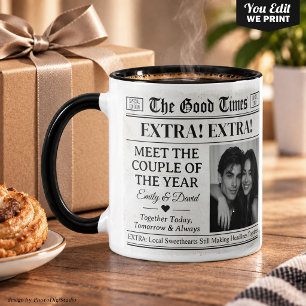 Benutzerdefinierter Zeitungstassen-Paar, Süße Herz Tasse