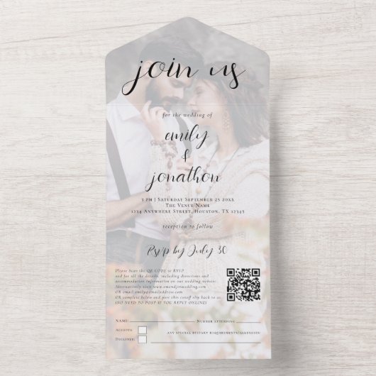 Benutzerdefinierter Zugriff auf den QR-Code Modern All In One Einladung (Innen Boden)