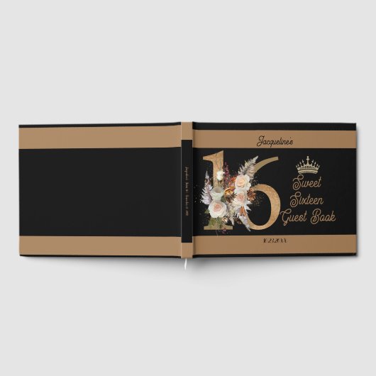 Benutzerdefiniertes 16 . Geburtstag-Schwarzweißnum Gästebuch (Voll)