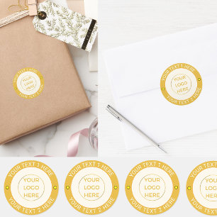 Benutzerdefiniertes 20 goldenes Firmenlogo & Text  Runder Aufkleber