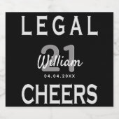 Benutzerdefiniertes 21. Geburtstag Party Schwarz-w Schaumweinetikett (Einzelnes Label)