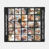 Benutzerdefiniertes 25-Foto Collage Black Instagra Fleecedecke (Vorderseite (Horizontal))