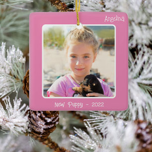 Benutzerdefiniertes 2-Foto-2-seitiges rosa Sondere Keramikornament