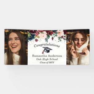 Benutzerdefiniertes 2-Foto-Burgunder-Blumen-Abschl Banner