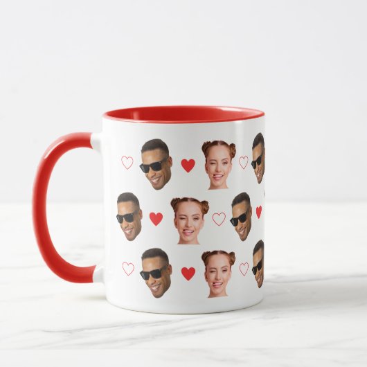 Benutzerdefiniertes 2-Gesichter-Foto-Paar Valentin Tasse (Links)