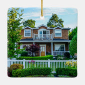 Benutzerdefiniertes 2-seitiges neues Zuhause-Foto  Keramikornament (Rückseite)