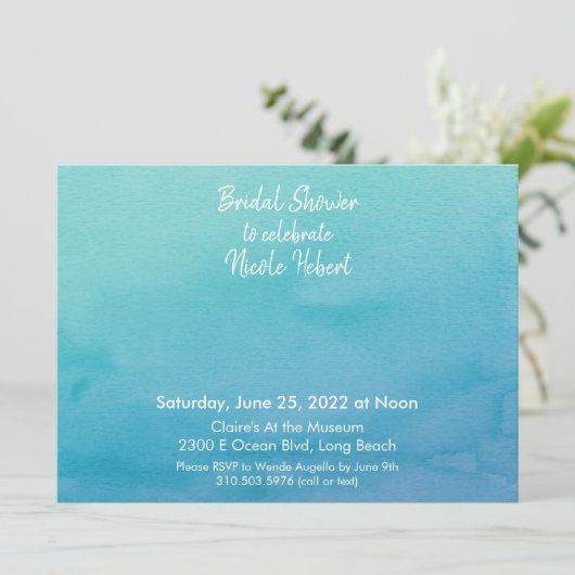 Benutzerdefiniertes 3 Blau/Aquamarines Ombre Wasse Einladung (Stehend Vorderseite)