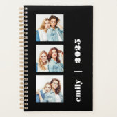 Benutzerdefiniertes 3-Foto Personalisiert Schwarz- Planer (Vorderseite)