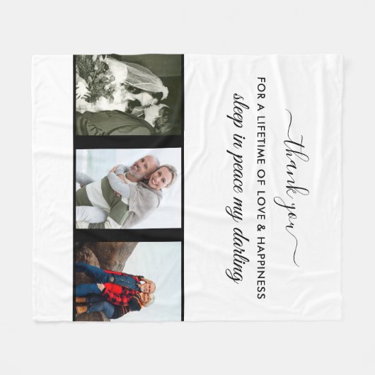 Benutzerdefiniertes 3-Foto-Raster in Love Memory W Fleecedecke (Vorderseite (Horizontal))