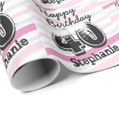 Benutzerdefiniertes 40. Geburtstag rosa gestrichen Geschenkpapier (Rolleneckpunkt)