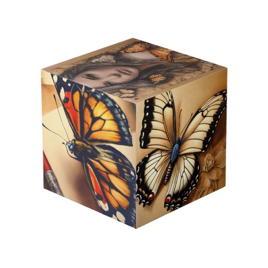 Benutzerdefiniertes 4" Foto Cube Würfel (Rückseite Schrägansicht)