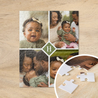 Benutzerdefiniertes 4-Fotolage-Monogramm | Olivenö Puzzle