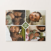 Benutzerdefiniertes 4-Fotolage-Monogramm | Olivenö Puzzle (Horizontal)