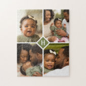 Benutzerdefiniertes 4-Fotolage-Monogramm | Olivenö Puzzle (Vertikal)