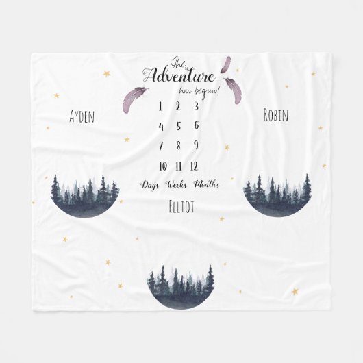 Benutzerdefiniertes Abenteuer Wasserfarbe Triplets Fleecedecke (Vorderseite (Horizontal))