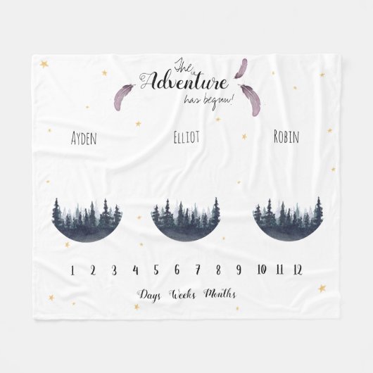 Benutzerdefiniertes Abenteuer Wasserfarbe Triplets Fleecedecke (Vorderseite (Horizontal))