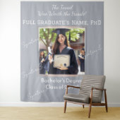 Benutzerdefiniertes Abschluss Foto Perl Blue Silve Wandteppich (Beispiel)