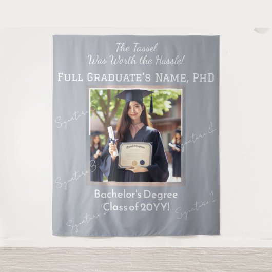 Benutzerdefiniertes Abschluss Foto Perl Blue Silve Wandteppich (Vorderseite)