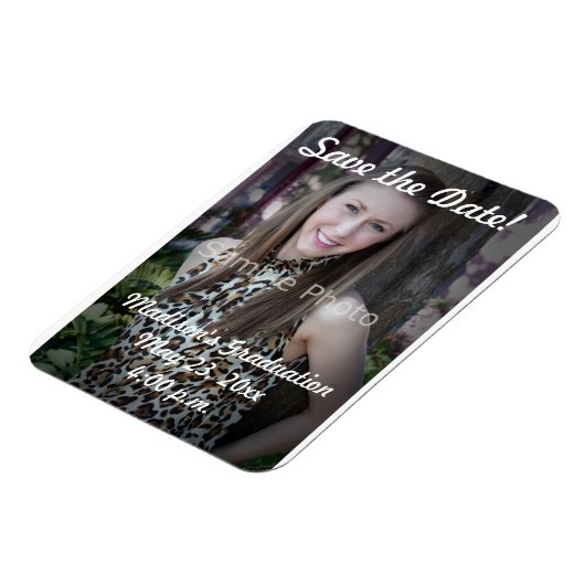 Benutzerdefiniertes Abschluss-Save the Date Foto-M Magnet (Linke Seite)