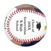 Benutzerdefiniertes Abschlussfoto & Name Baseball- Baseball (Vorderseite Links)