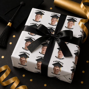 Benutzerdefiniertes Abschlussfoto Stilvolle Gratul Geschenkpapier