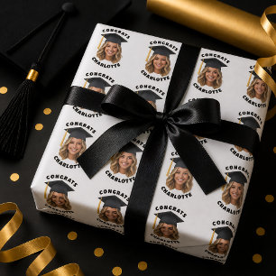 Benutzerdefiniertes Abschlussfoto Stilvolle Gratul Geschenkpapier