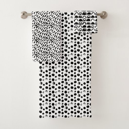 Benutzerdefiniertes Abstraktes Muster Schwarz und Badhandtuch Set (Insitu)