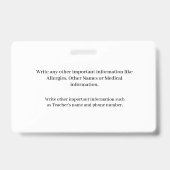 Benutzerdefiniertes Abzeichen für die Kinderidenti Ausweis (Back)