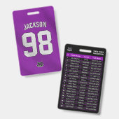 Benutzerdefiniertes Abzeichen für Lila Spielerteam Ausweis (Vorder- & Rückseite)