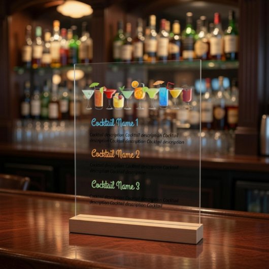 Benutzerdefiniertes Acrylic-Bar Menu mit handGezei Acrylschild