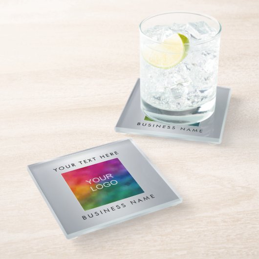 Benutzerdefiniertes Add-Logo für Silver Look Templ Glasuntersetzer (Schrägansicht)