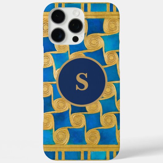 Benutzerdefiniertes altägyptisches Monogramm Blau  Case-Mate iPhone Hülle (Rückseite)