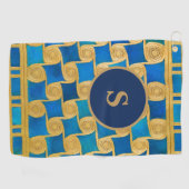 Benutzerdefiniertes altägyptisches Monogramm Blau Golfhandtuch (Horizontal)