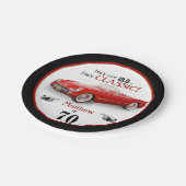 Benutzerdefiniertes Alter nicht alter roter Klassi Pappteller (Schrägansicht)