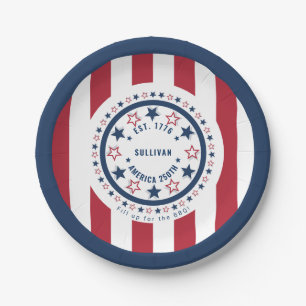 Benutzerdefiniertes America 250th-Monogramm Patrio Pappteller