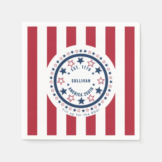Benutzerdefiniertes Amerika 250. Monogramm Patriot Serviette (Vorderseite)