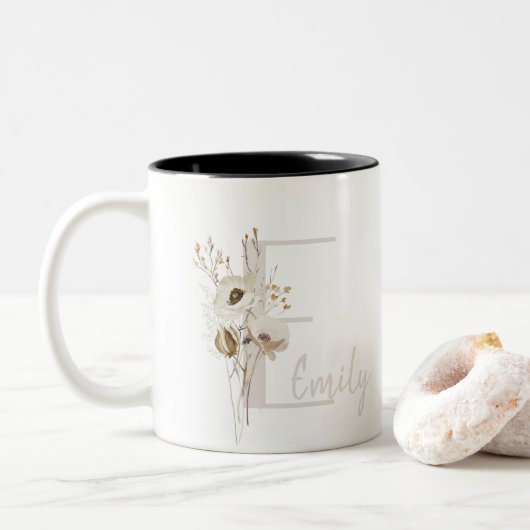 Benutzerdefiniertes anfängliches D Schwarz-Weiß-Bl Zweifarbige Tasse (Mit Donut)